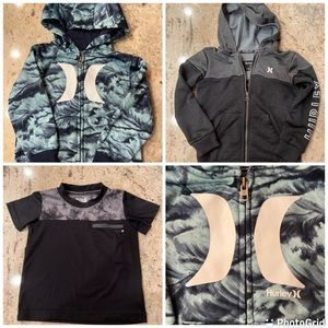 Lot of 3 - Hurley Nike Dryfit Zip Hoodies and Matching Shirt - various designs